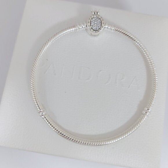 Pandora Moments Crown O Clasp Snake Chain Bracelet S925 Sterling Silver - Picture 4 of 4
